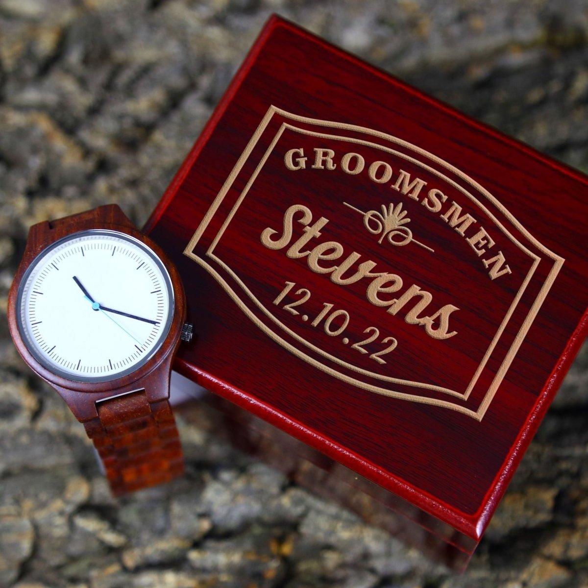 Unique Personalized Personalized Rose Wood Watch Customized Watches Gifts for Men by Groovy Guy
