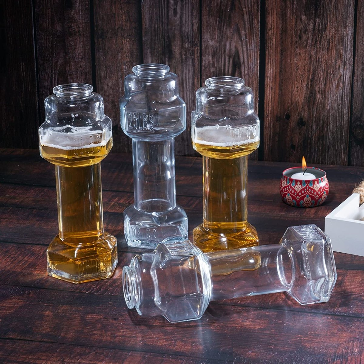 Unique Personalized Dumbbell Beer Glasses Customized Gifts for Men by Groovy Guy