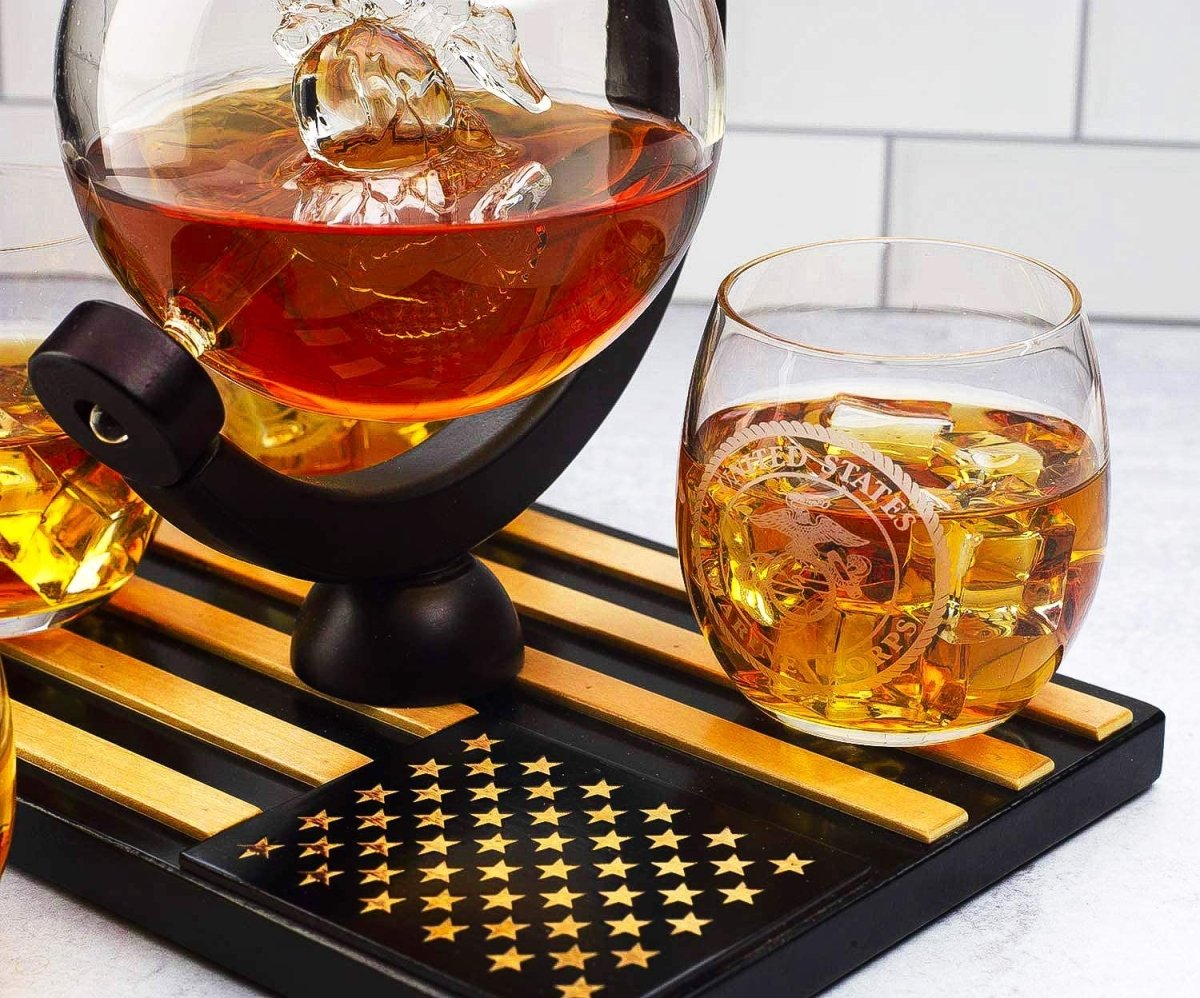 Unique Personalized Marine Decanter Set Customized Gifts for Men by Groovy Guy