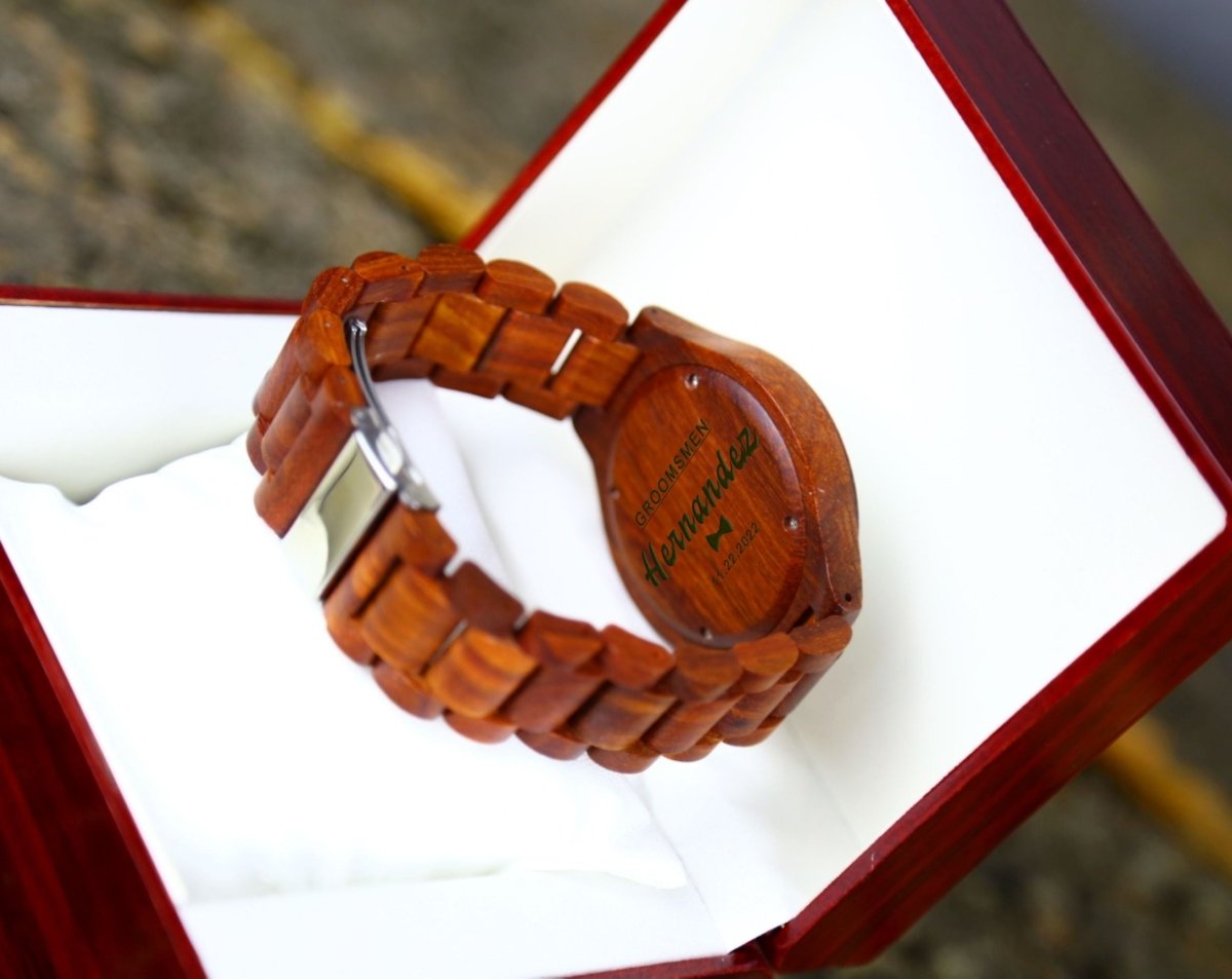 Unique Personalized Personalized Rose Wood Watch Customized Watches Gifts for Men by Groovy Guy