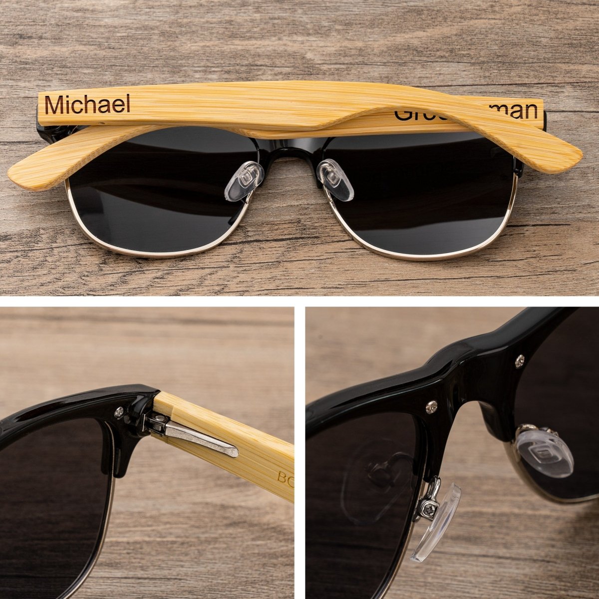 Unique Personalized Wooden Clubmasters Customized Sunglasses Gifts for Men by Groovy Guy