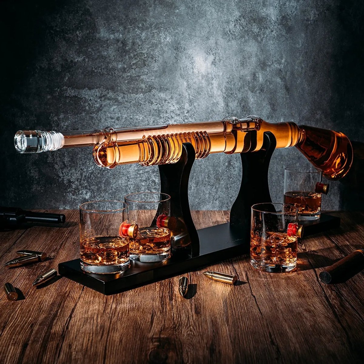 Unique Personalized Shotgun Whiskey Decanter Set Customized Gifts for Men by Groovy Guy