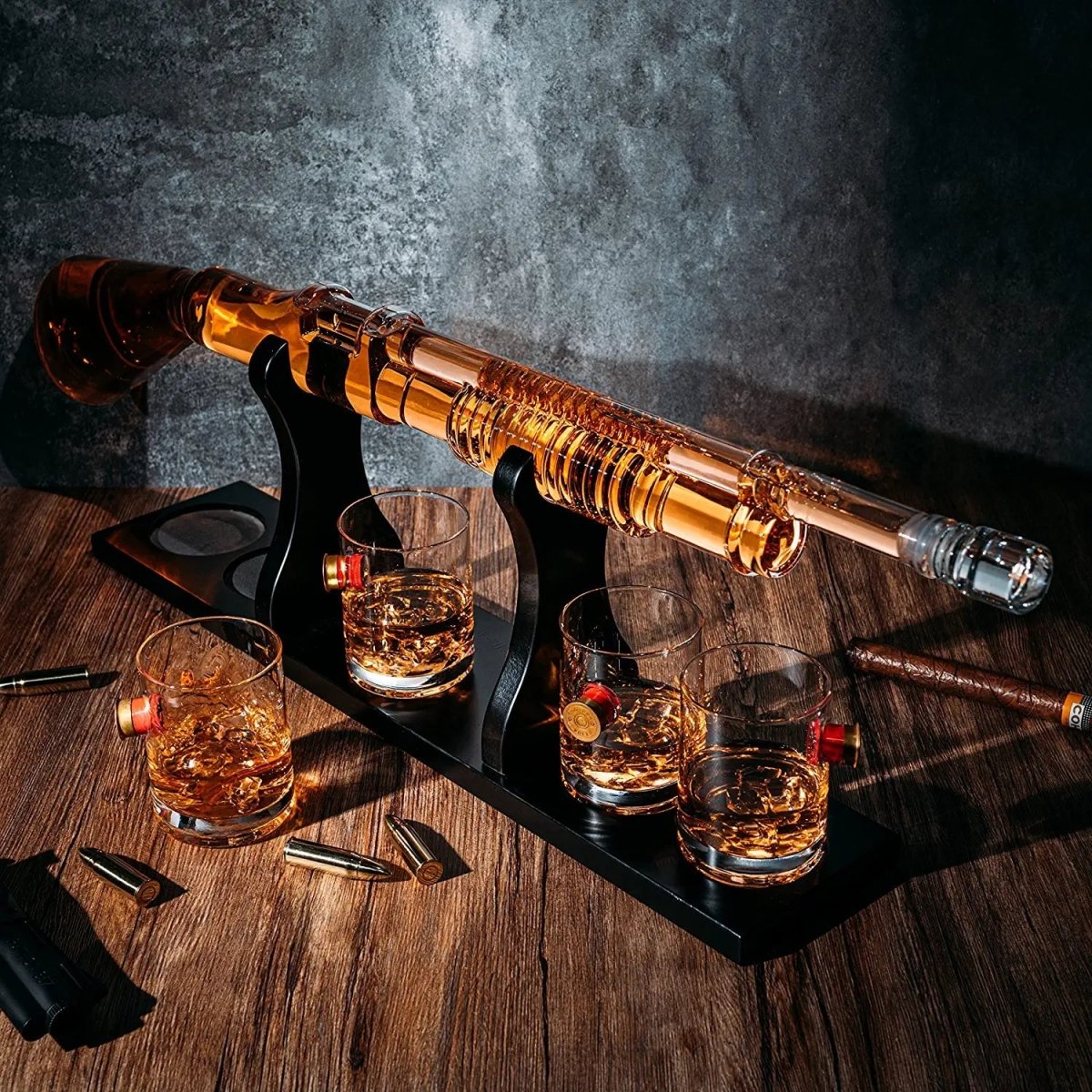 Unique Personalized Shotgun Whiskey Decanter Set Customized Gifts for Men by Groovy Guy