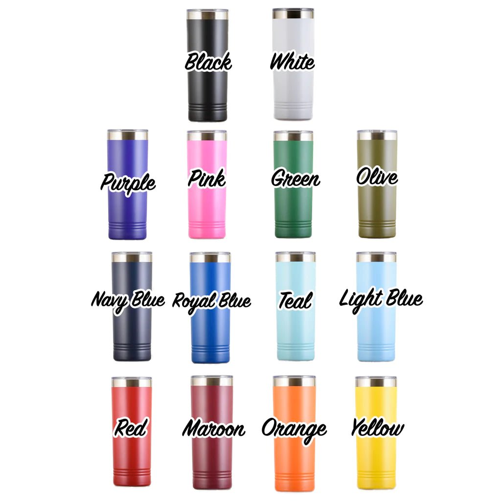 Daily Grind personalized coffee travel tumbler with engraved initial and name showing personalization