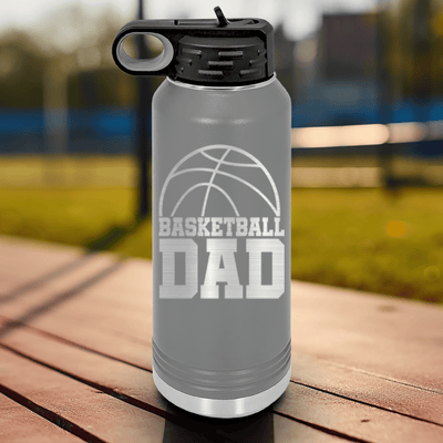 Grey Basketball Water Bottle With Basketball Father Figure Design