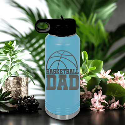 Light Blue Basketball Water Bottle With Basketball Father Figure Design