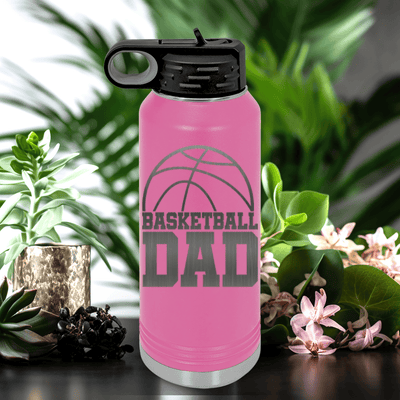 Pink Basketball Water Bottle With Basketball Father Figure Design