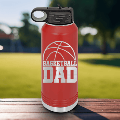 Red Basketball Water Bottle With Basketball Father Figure Design