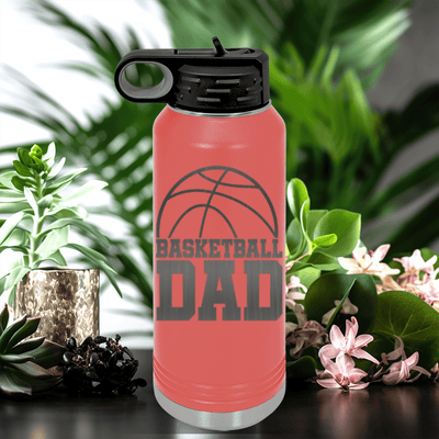 Salmon Basketball Water Bottle With Basketball Father Figure Design