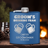 Blue Groomsman Flask With Beer Drinking Team Design