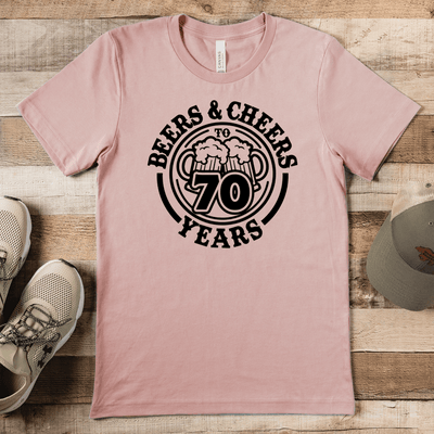 Mens Heather Peach T Shirt with Beers-N-Cheers-70 design