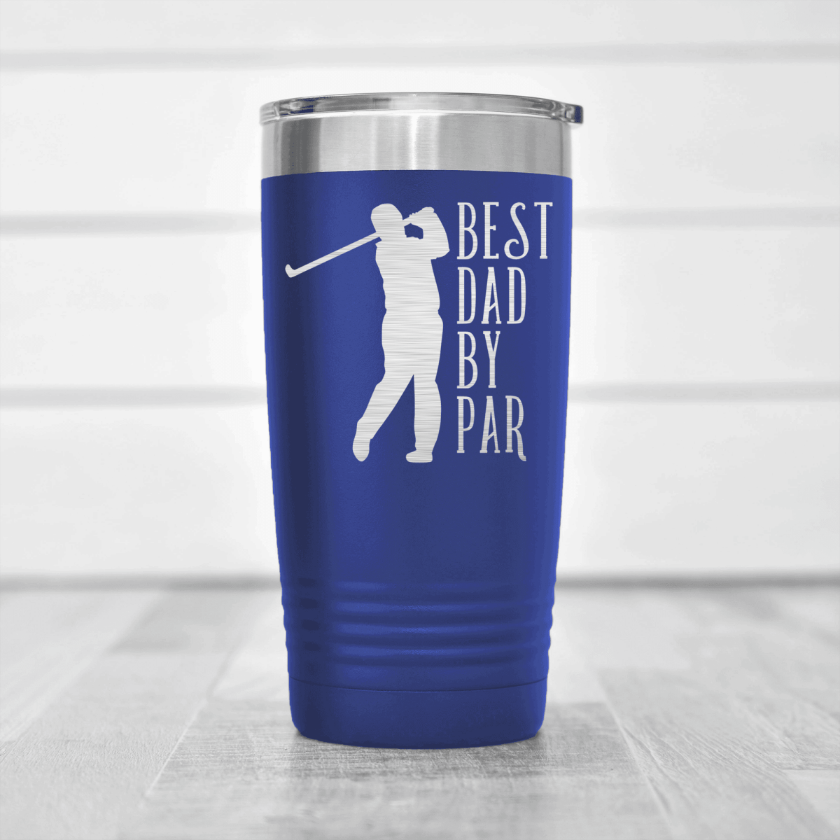 Blue golf tumbler Best Dad By Par