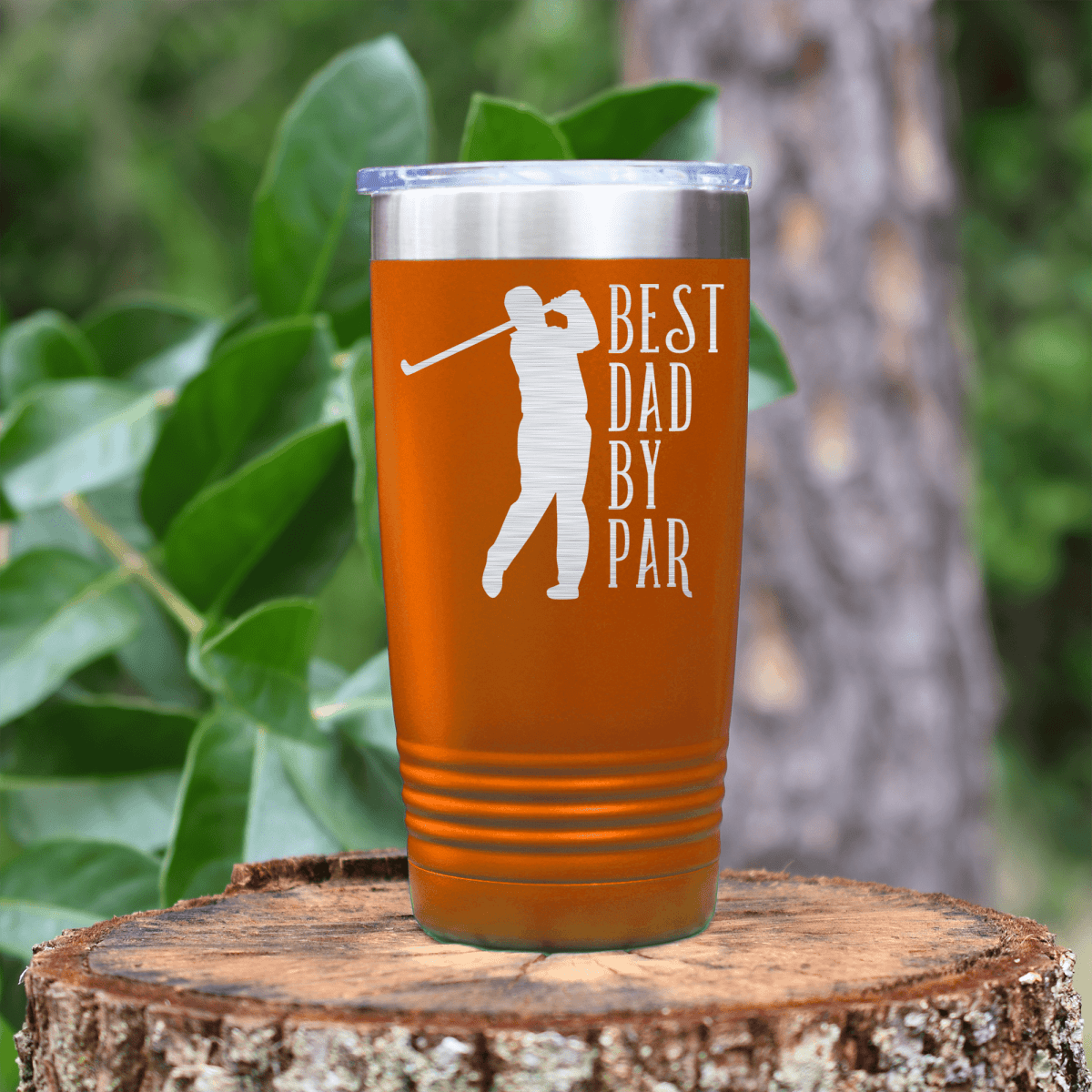 Orange golf tumbler Best Dad By Par