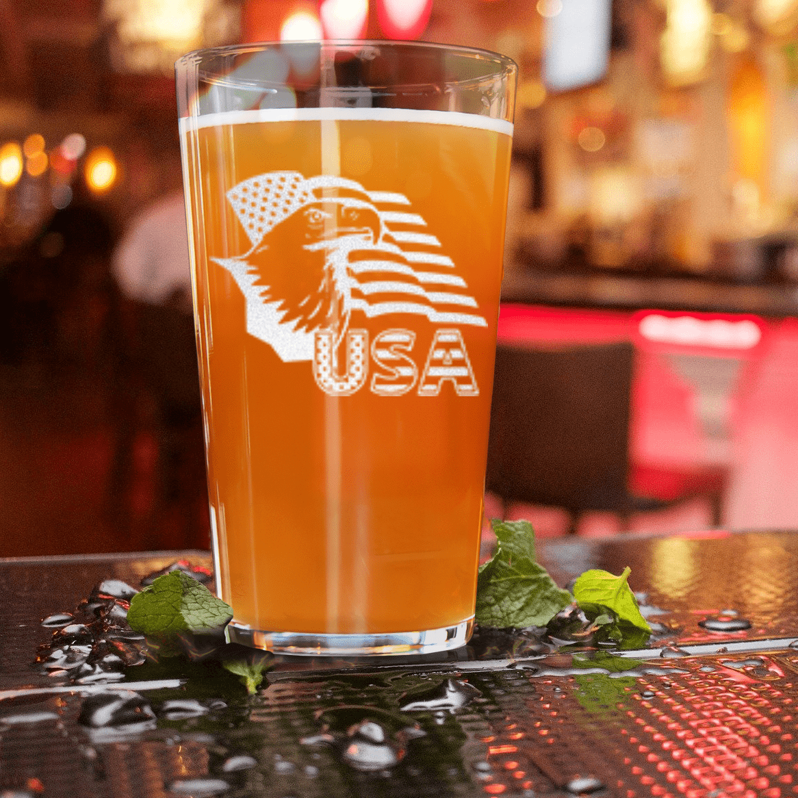 Unique Personalized Birds Of Prey Flag Pint Glass Customized Military Retirement Pint Glasses Gifts for Men by Groovy Guy