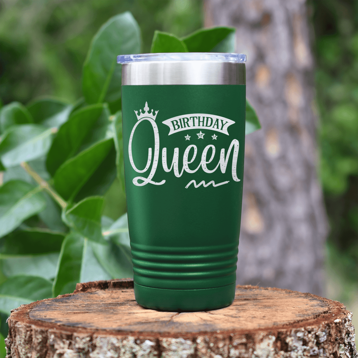Green Birthday Tumbler With Birthday Queen Design