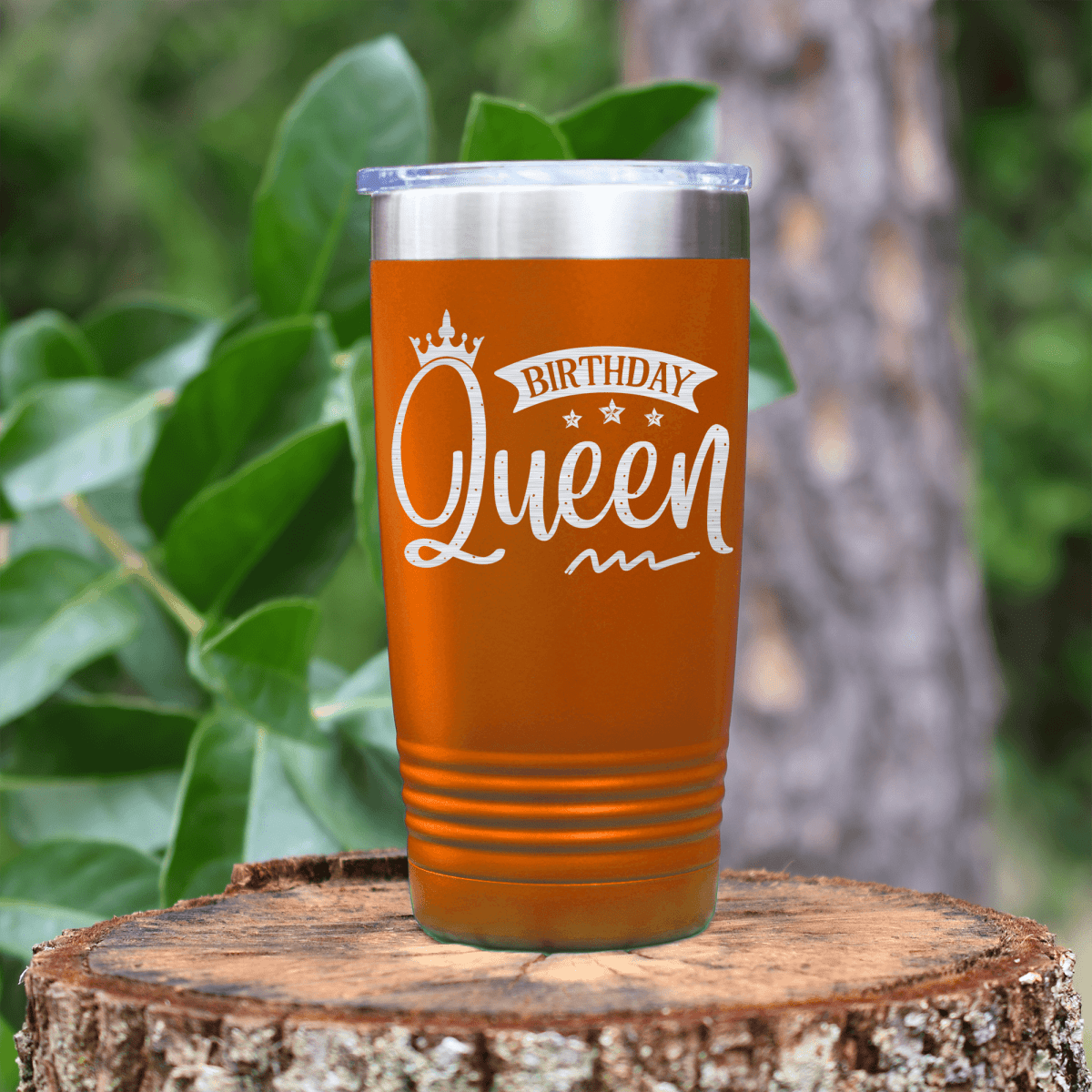 Orange Birthday Tumbler With Birthday Queen Design