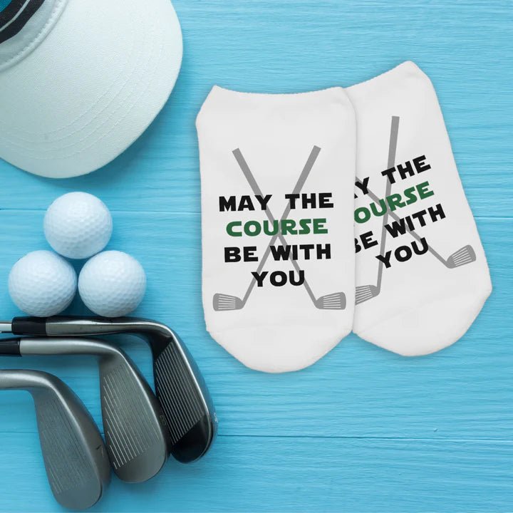 Unique Personalized May The Course Be With You Socks Customized Socks Gifts for Men by Groovy Guy