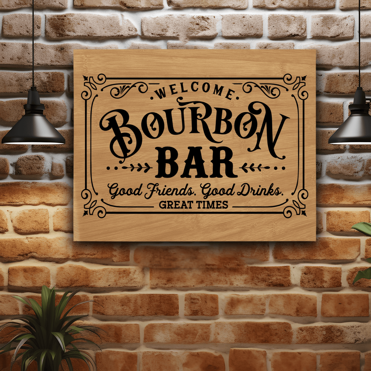 Bamboo Leather Wall Decor With Bourbon Bar Design