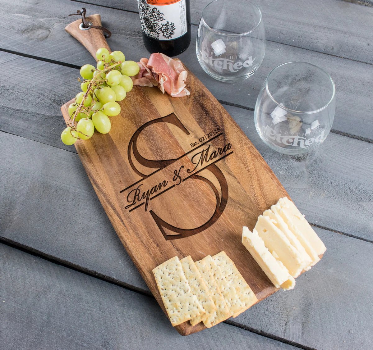 Unique Personalized Anniversary Cheese Board - Design: K3 Customized Cutting Board Gifts for Men by Groovy Guy