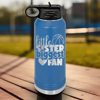 Blue Basketball Water Bottle With Cheering From The Sidelines Design
