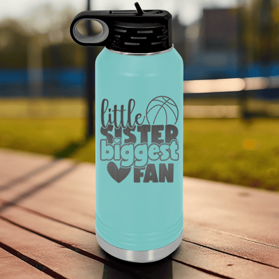 Teal Basketball Water Bottle With Cheering From The Sidelines Design