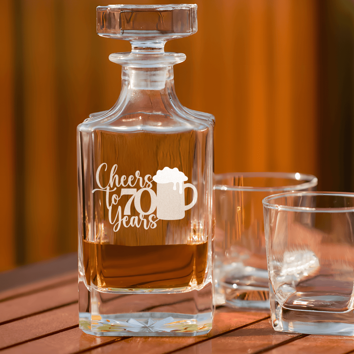 Birthday Whiskey Decanter With Cheers To 70 Years Beer Design