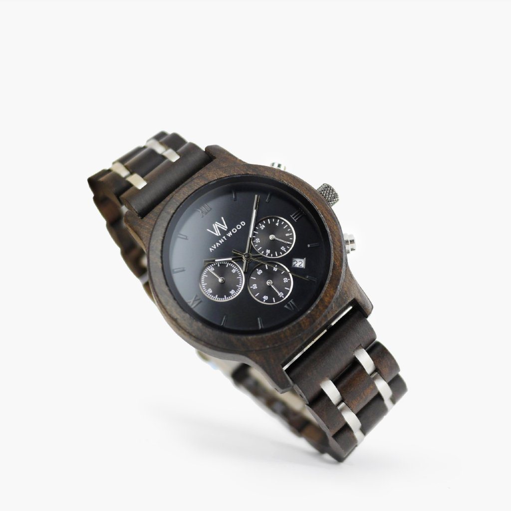 Unique Personalized Black Ivory Chronos Customized Watches Gifts for Men by Groovy Guy