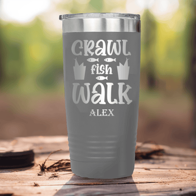 Grey Fishing Tumbler With Crawl Fish Walk Design