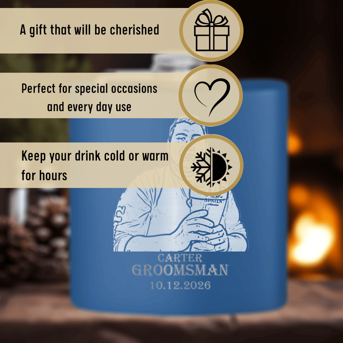 Unique Personalized Custom Groomsman Photo Flask Customized Groomsmen Gifts Gifts for Men by Groovy Guy