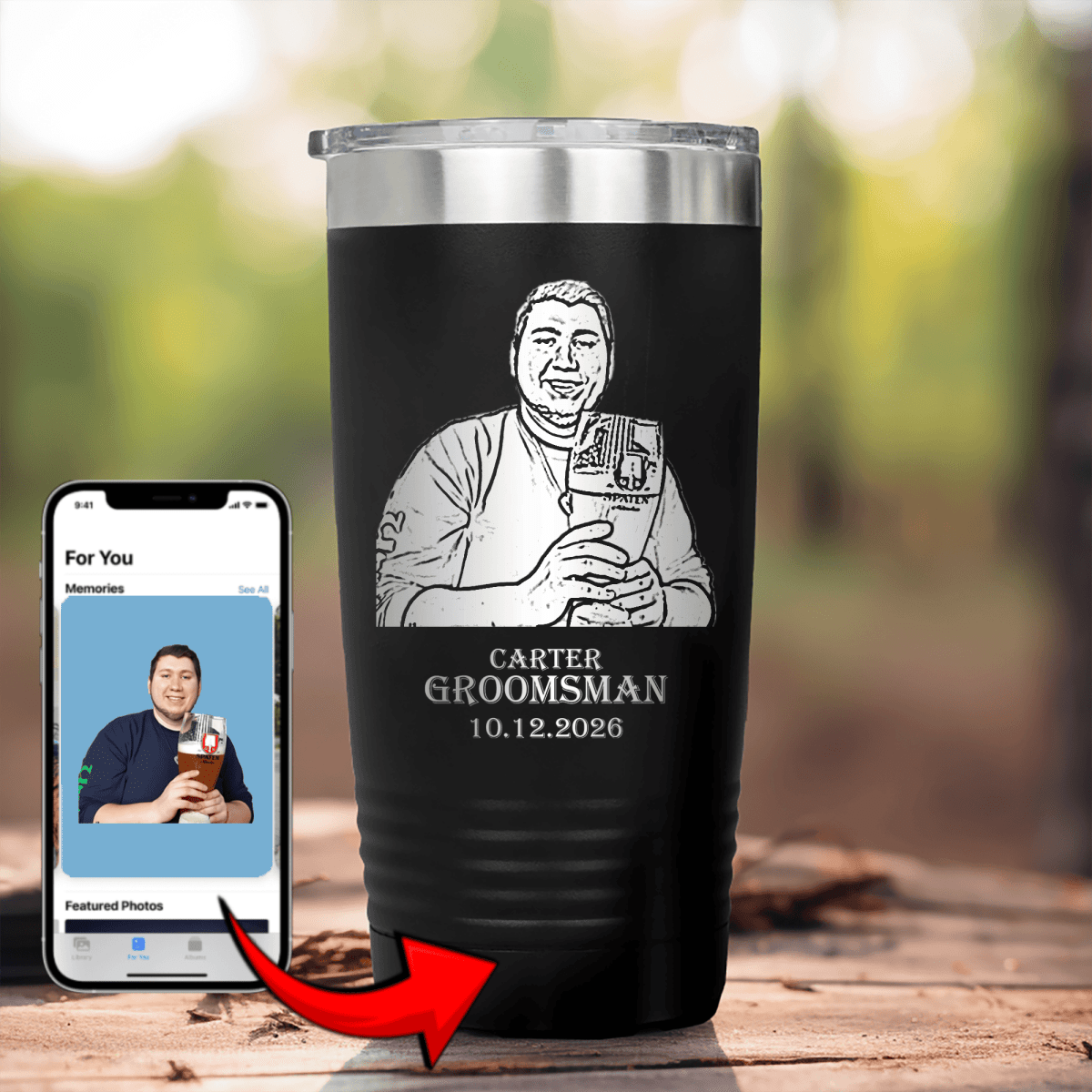 Black Groomsman Tumbler With Custom Groomsman Design