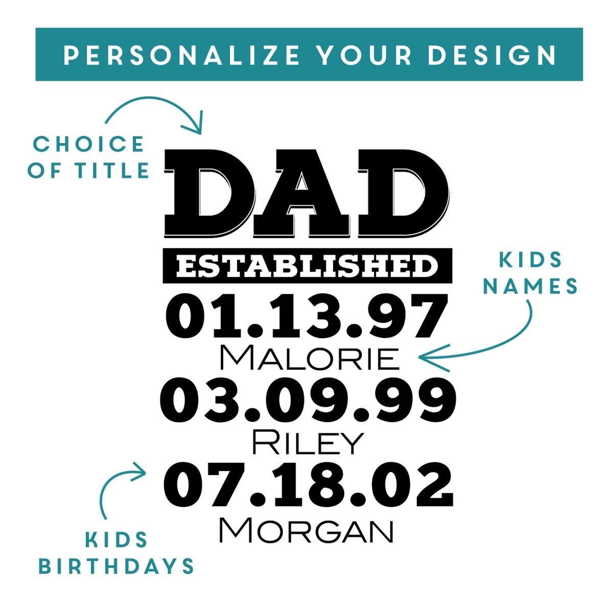 Unique Personalized Dad Est Catch All Tray - Design: DADEST Customized Dad Gifts for Men by Groovy Guy