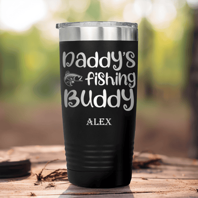 Black Fishing Tumbler With Daddys Fishing Buddy Design