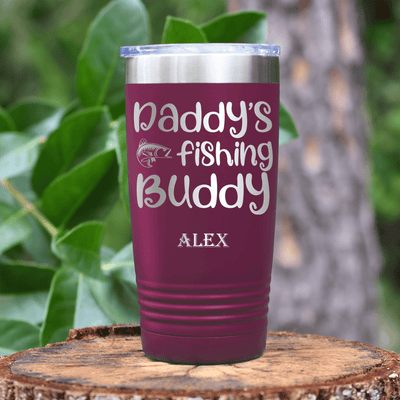 Maroon Fishing Tumbler With Daddys Fishing Buddy Design