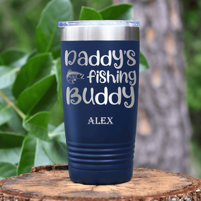 Navy Fishing Tumbler With Daddys Fishing Buddy Design