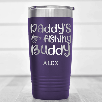 Purple Fishing Tumbler With Daddys Fishing Buddy Design