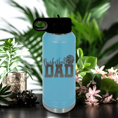 Light Blue Basketball Water Bottle With Dedicated Hoops Dad Design