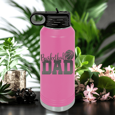 Pink Basketball Water Bottle With Dedicated Hoops Dad Design
