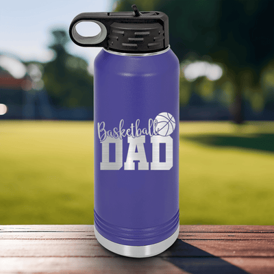 Purple Basketball Water Bottle With Dedicated Hoops Dad Design