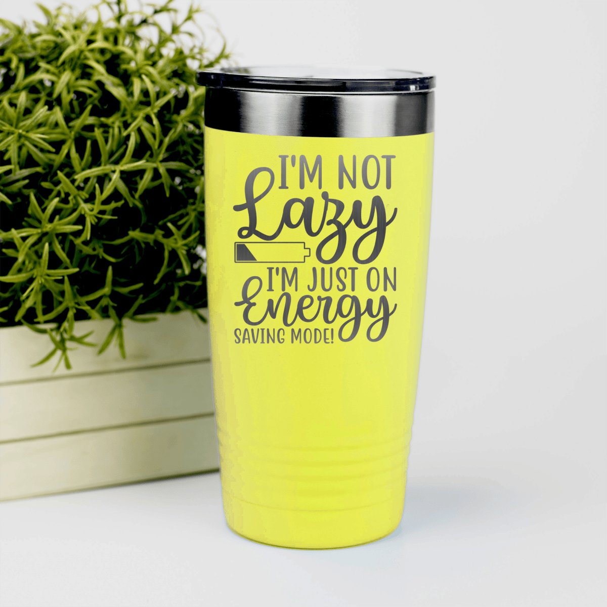 Yellow funny tumbler Definitely Not Lazy