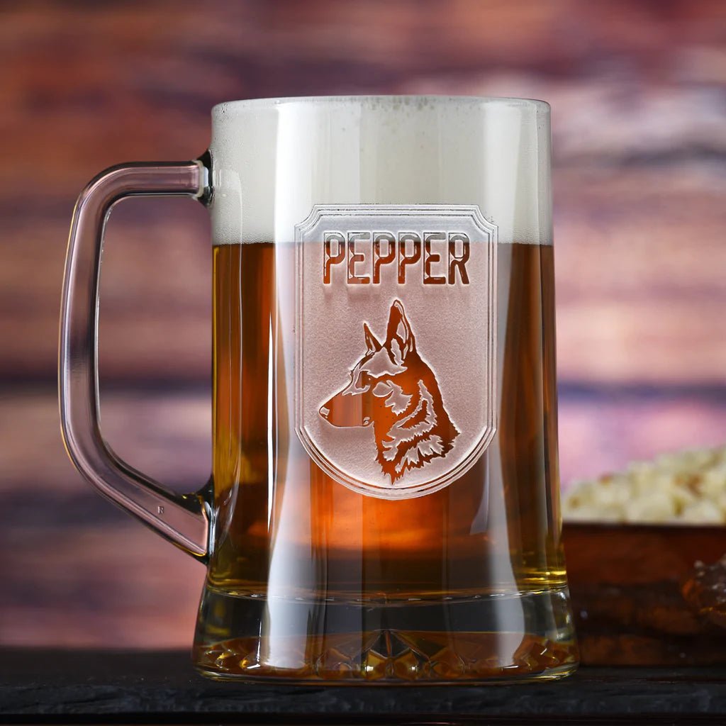 Unique Personalized Man's Best Friend Beer Mug Customized pint glass Gifts for Men by Groovy Guy