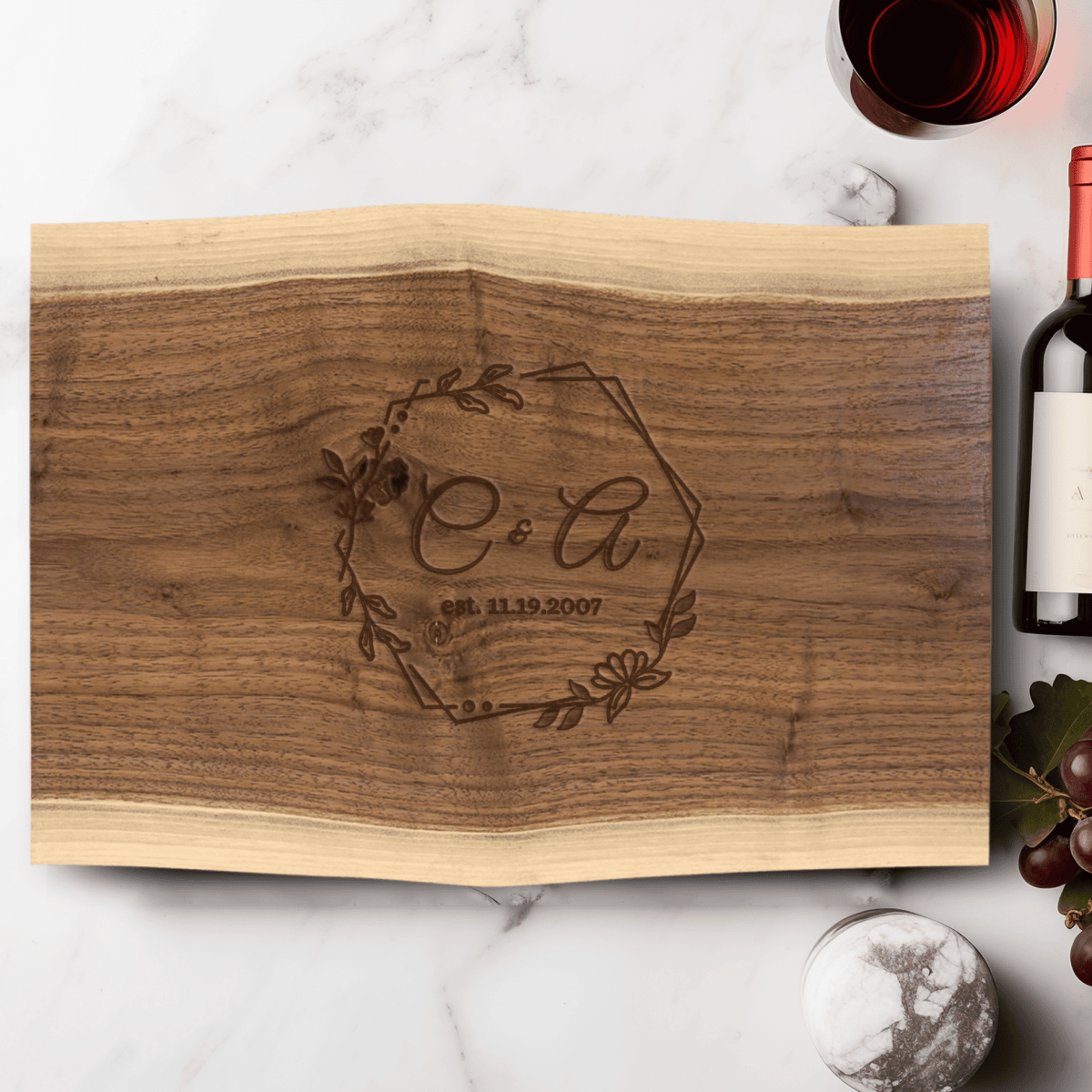 Anniversary Walnut Cutting Board With Enduring Love Design