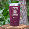 Maroon Fishing Tumbler With Even When Its Bad Its Great Design