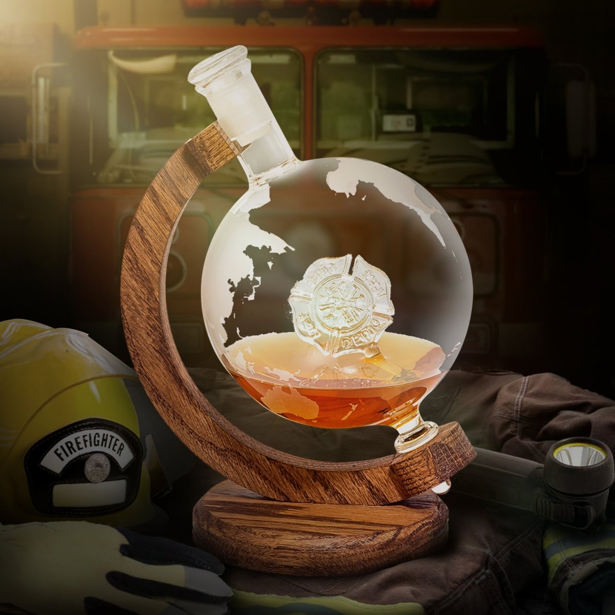 Unique Personalized Firefighters Decanter Customized Gifts for Men by Groovy Guy