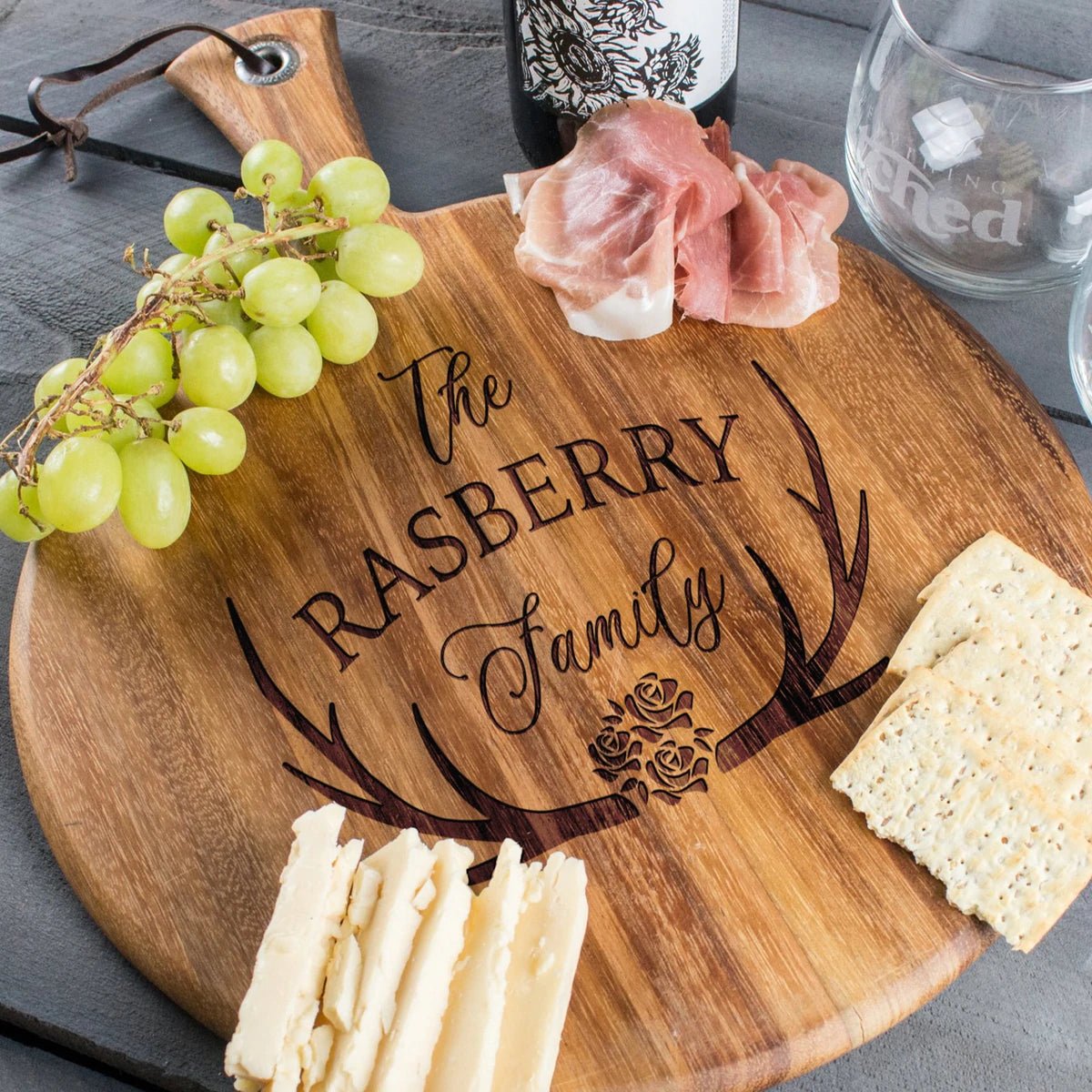 Unique Personalized Round Custom Cheese Board - Design: FM7 Customized Cutting Board Gifts for Men by Groovy Guy