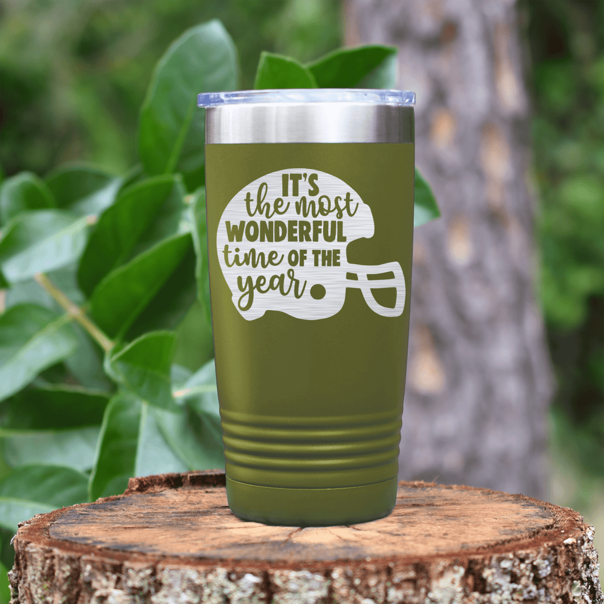 Military Green football tumbler Festive Football Cheers