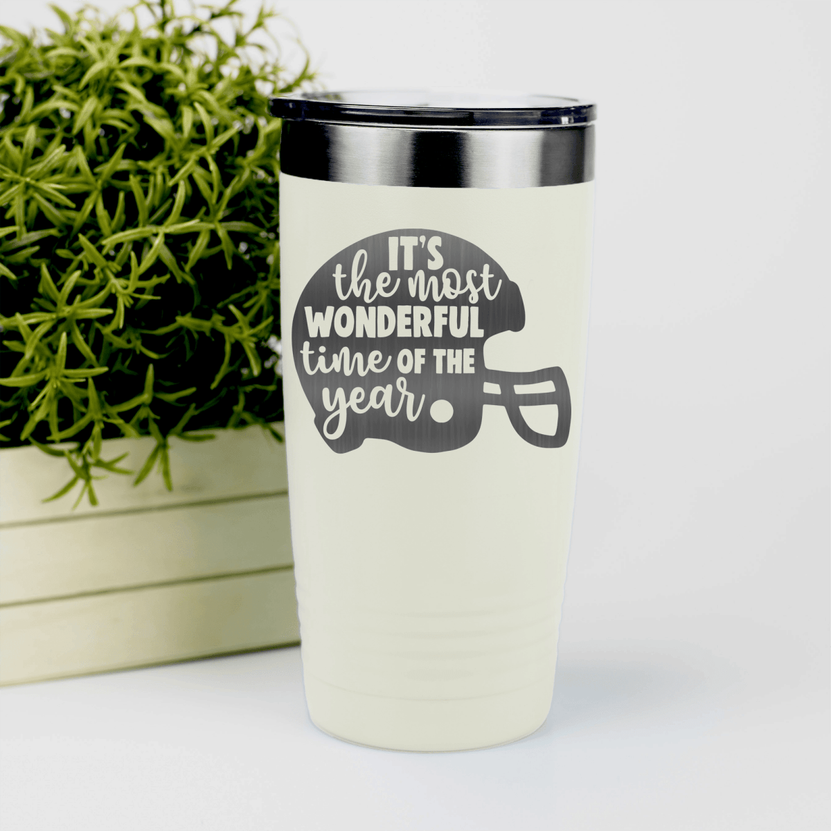 White football tumbler Festive Football Cheers