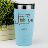 Teal Fishing Tumbler With Fish On Design