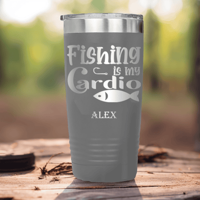 Grey Fishing Tumbler With Fishing Cardio Design