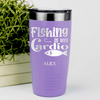 Light Purple Fishing Tumbler With Fishing Cardio Design
