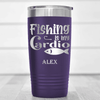 Purple Fishing Tumbler With Fishing Cardio Design